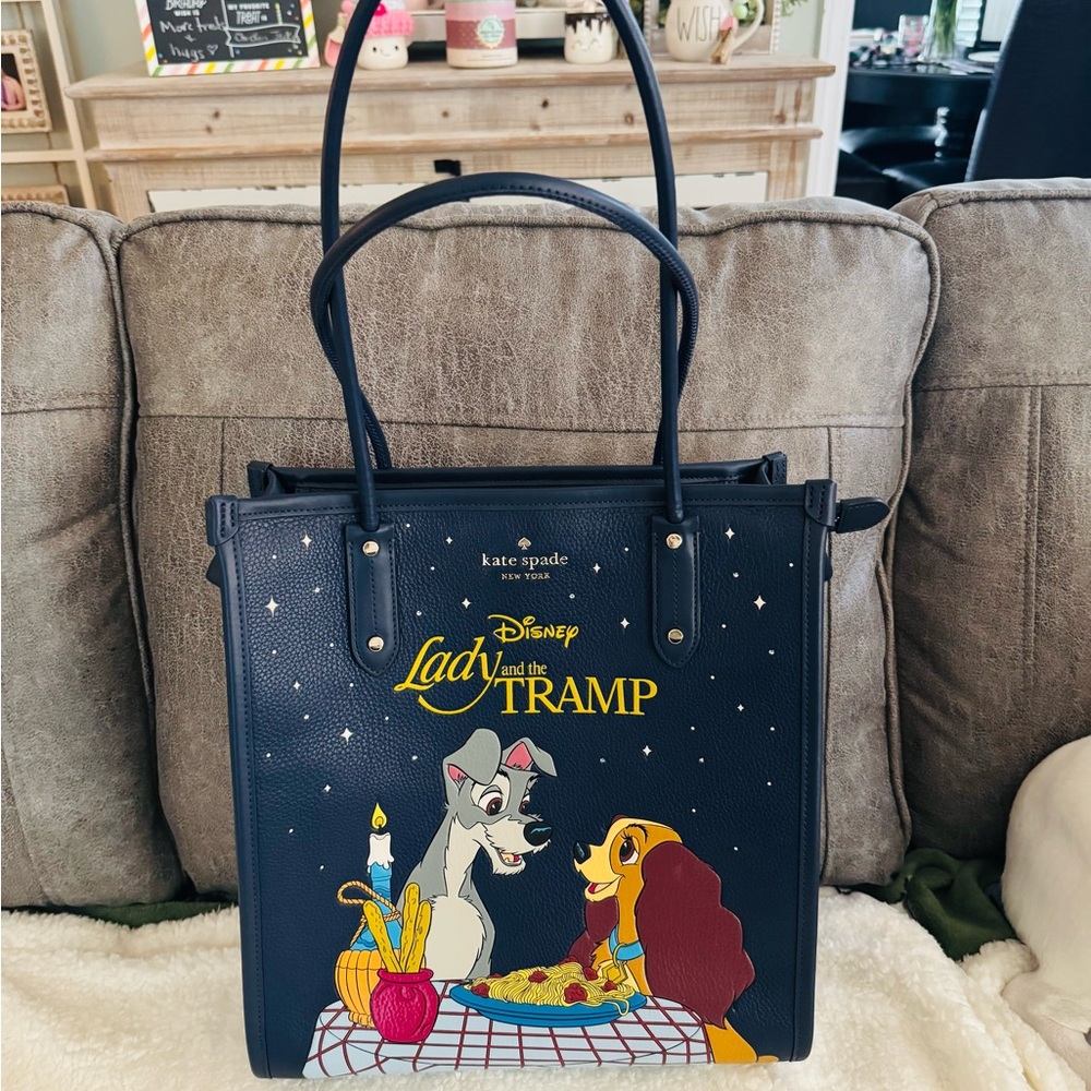 Kate Spade Disney Lady and the Tramp midnight navy tote shoulder bag